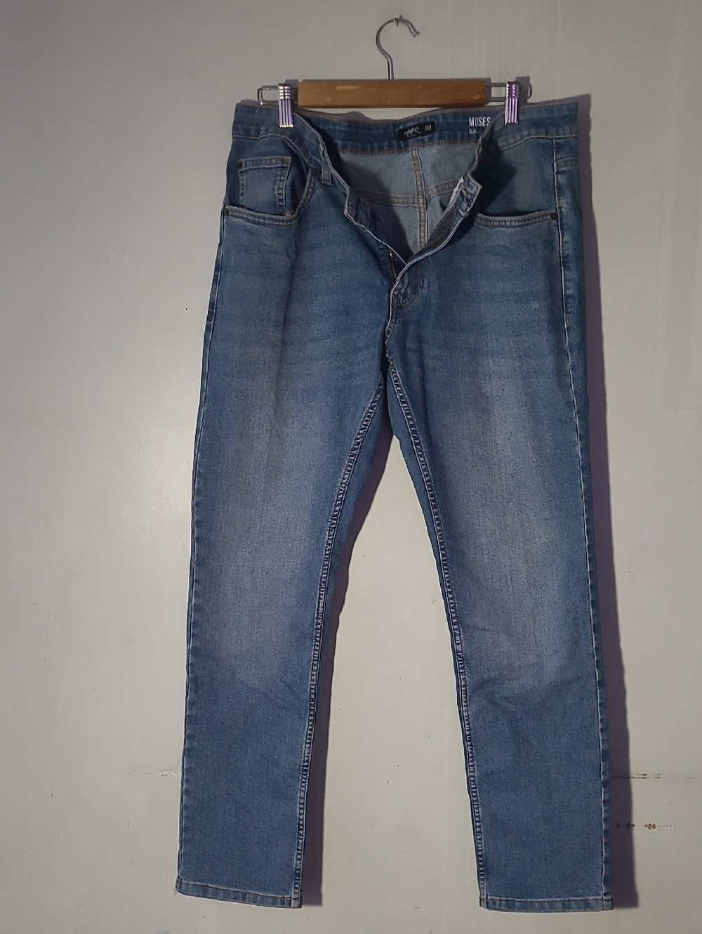 Men's Slim Straight Light Blue Jeans by Mossimo